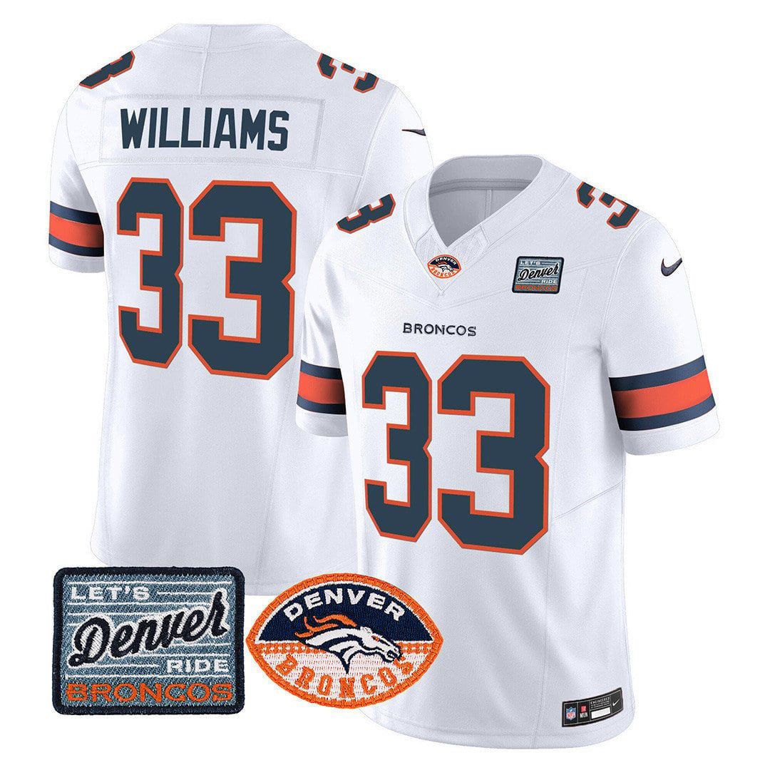 Men Denver Broncos #33 Williams White 2024 Nike Logo Patch Limited NFL Jersey